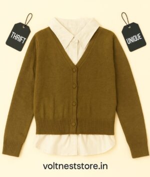 Trendy Women’s Cardigans With shirt look |Thrift Fashion (only S size)